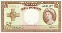 p24b from Malta: 1 Pound from 1954