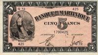 Gallery image for Martinique p16b: 5 Francs