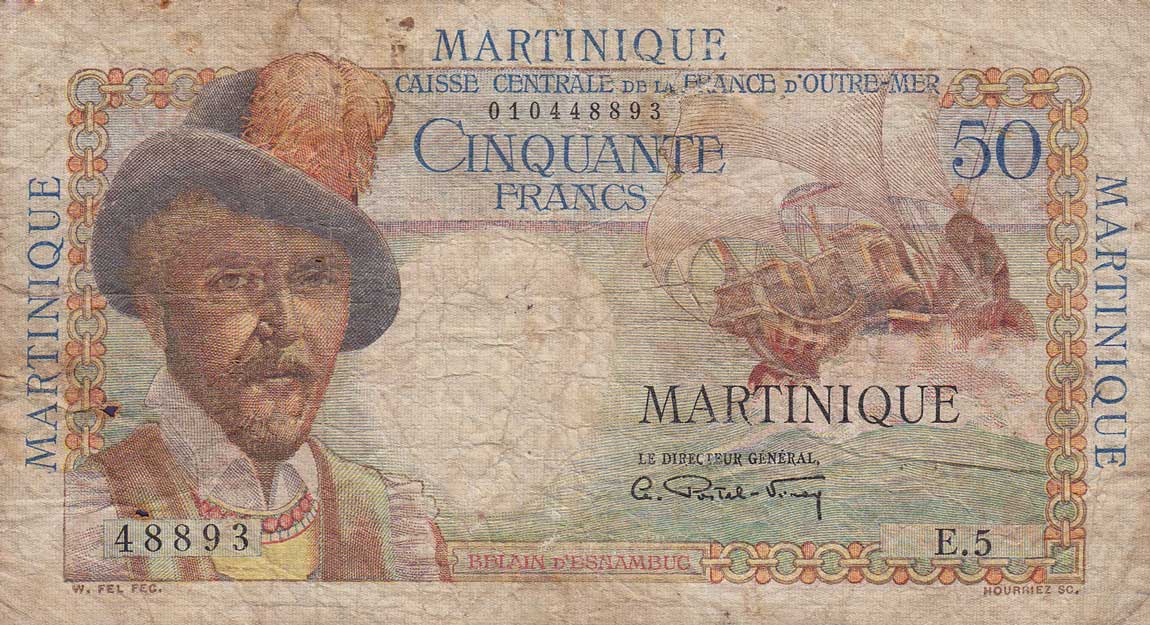 Front of Martinique p30a: 50 Francs from 1947