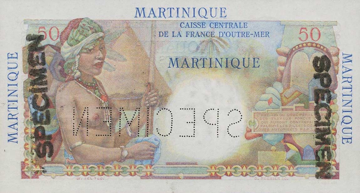 Back of Martinique p30s: 50 Francs from 1947