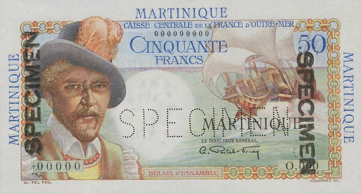 Front of Martinique p30s: 50 Francs from 1947