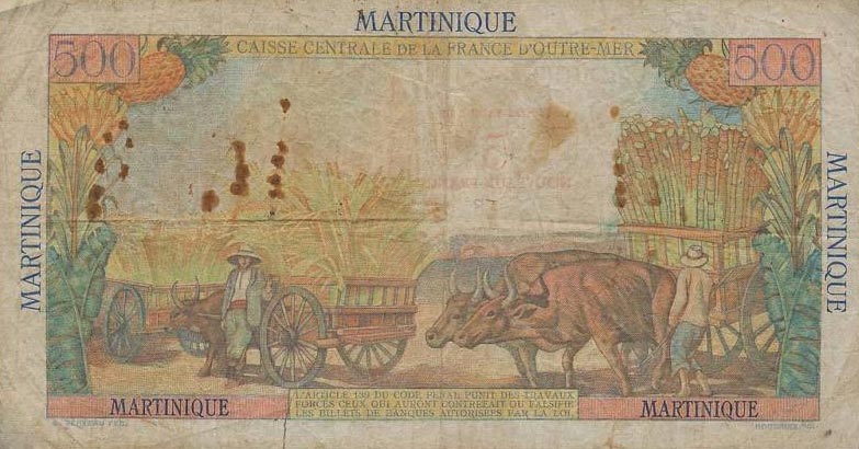Back of Martinique p38: 5 Nouveaux Francs from 1960
