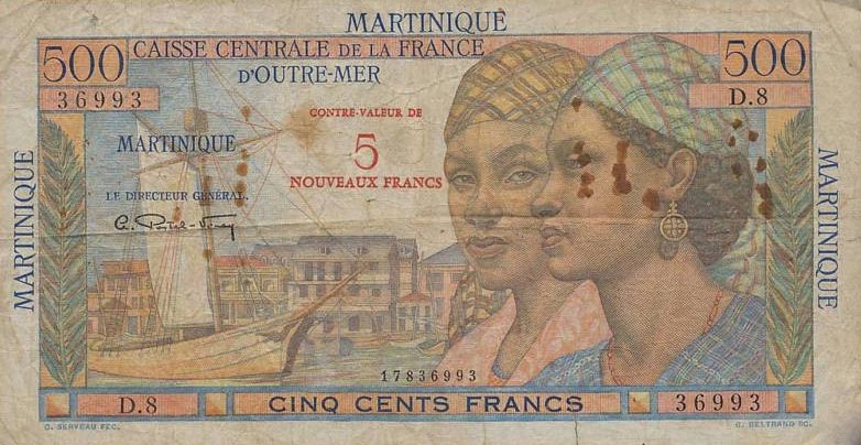 Front of Martinique p38: 5 Nouveaux Francs from 1960