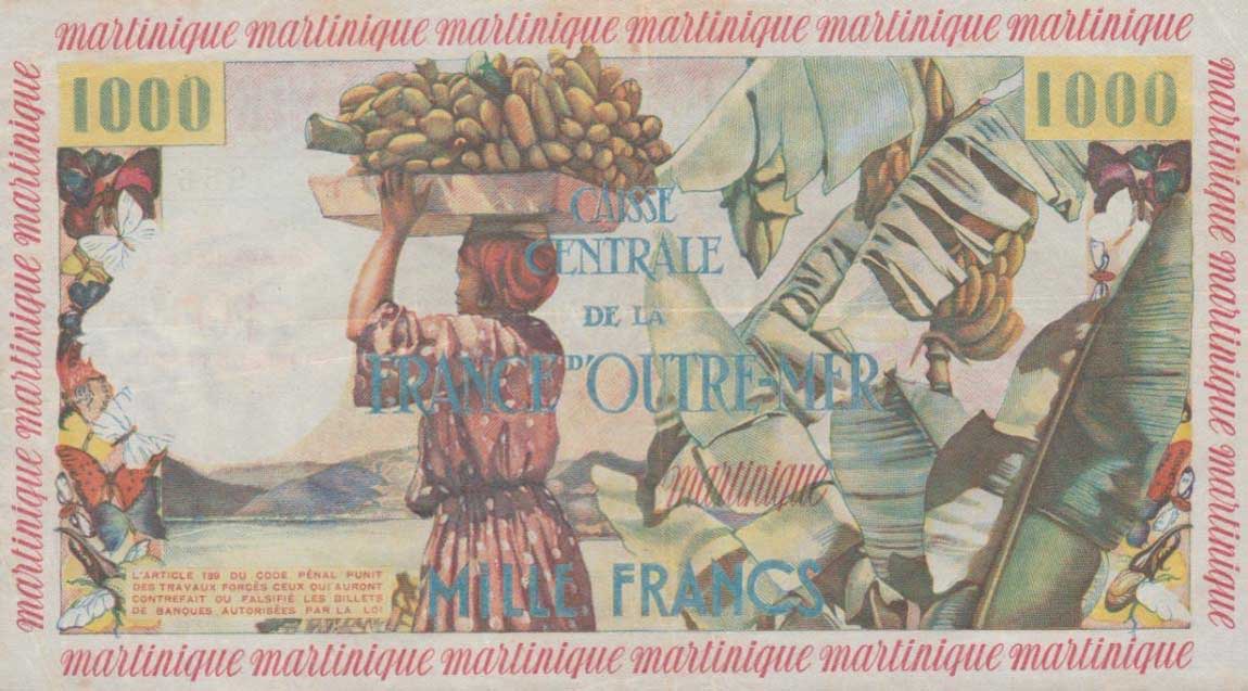 Back of Martinique p39: 10 Nouveaux Francs from 1960