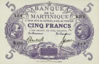 p6 from Martinique: 5 Francs from 1901
