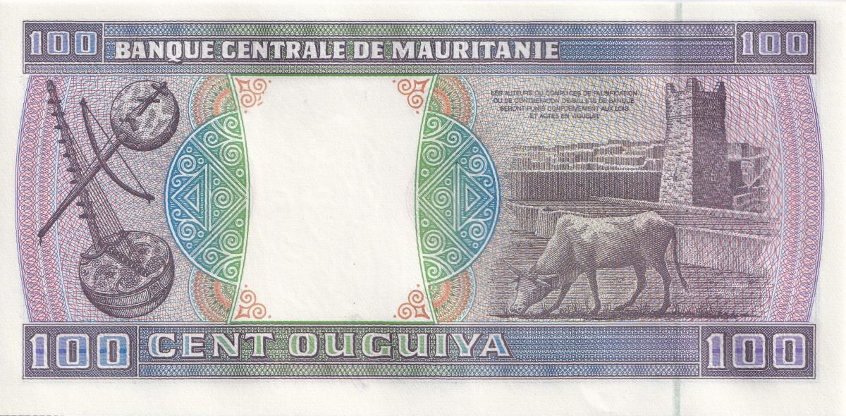 Back of Mauritania p4k: 100 Ouguiya from 2002
