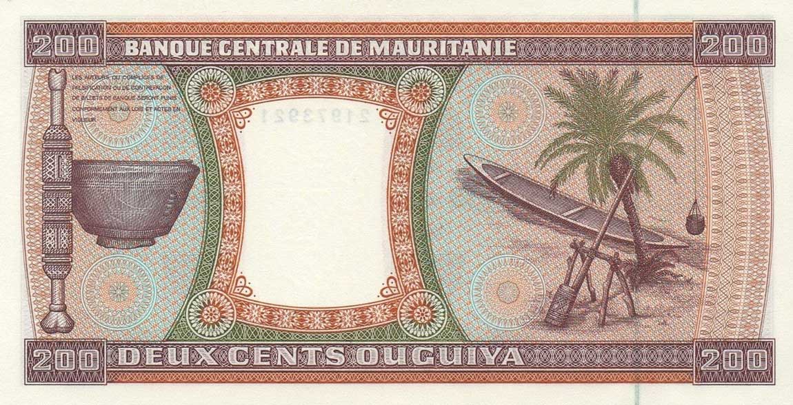 Back of Mauritania p5f: 200 Ouguiya from 1995