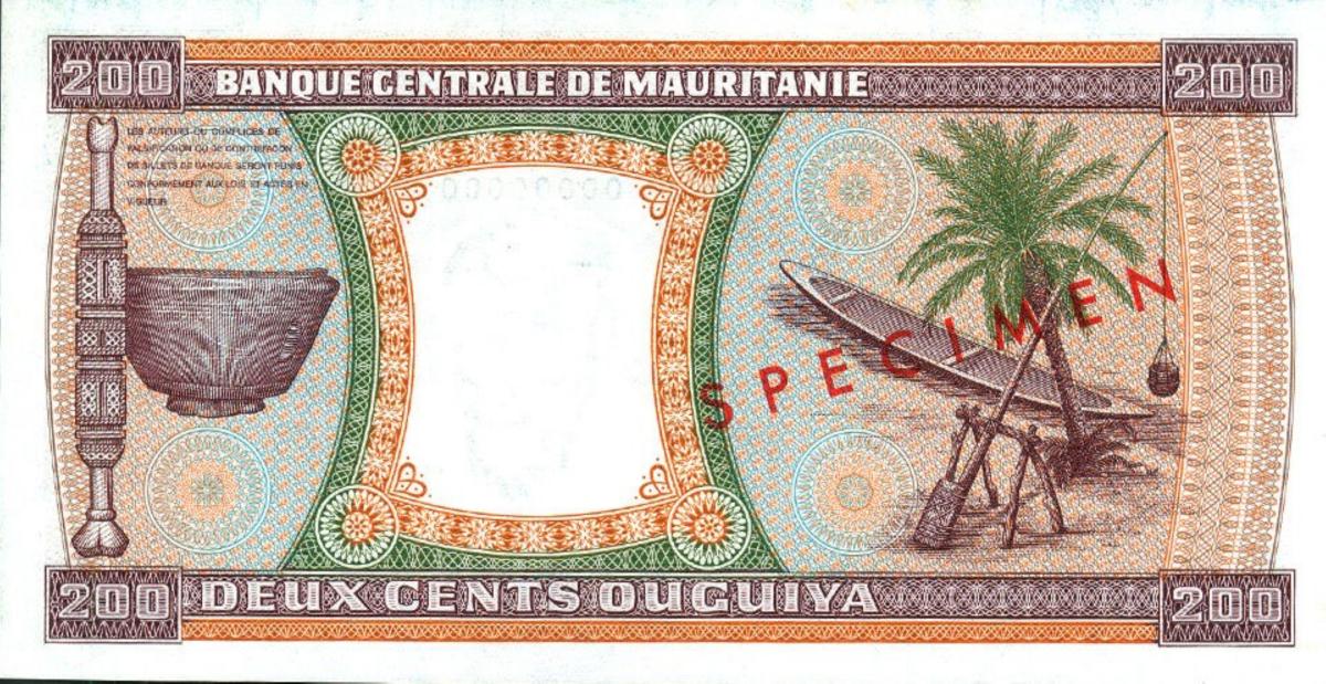 Back of Mauritania p5s: 200 Ouguiya from 1974