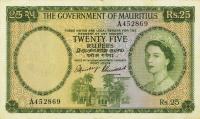 p29a from Mauritius: 25 Rupees from 1954
