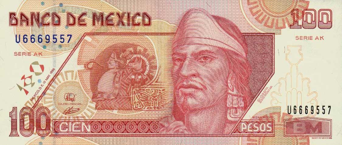 Front of Mexico p108b: 100 Pesos from 1996