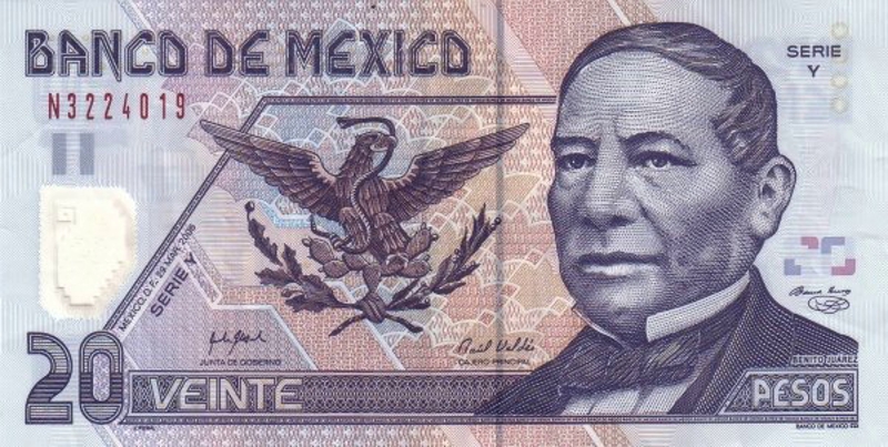 Front of Mexico p116f: 20 Pesos from 2006