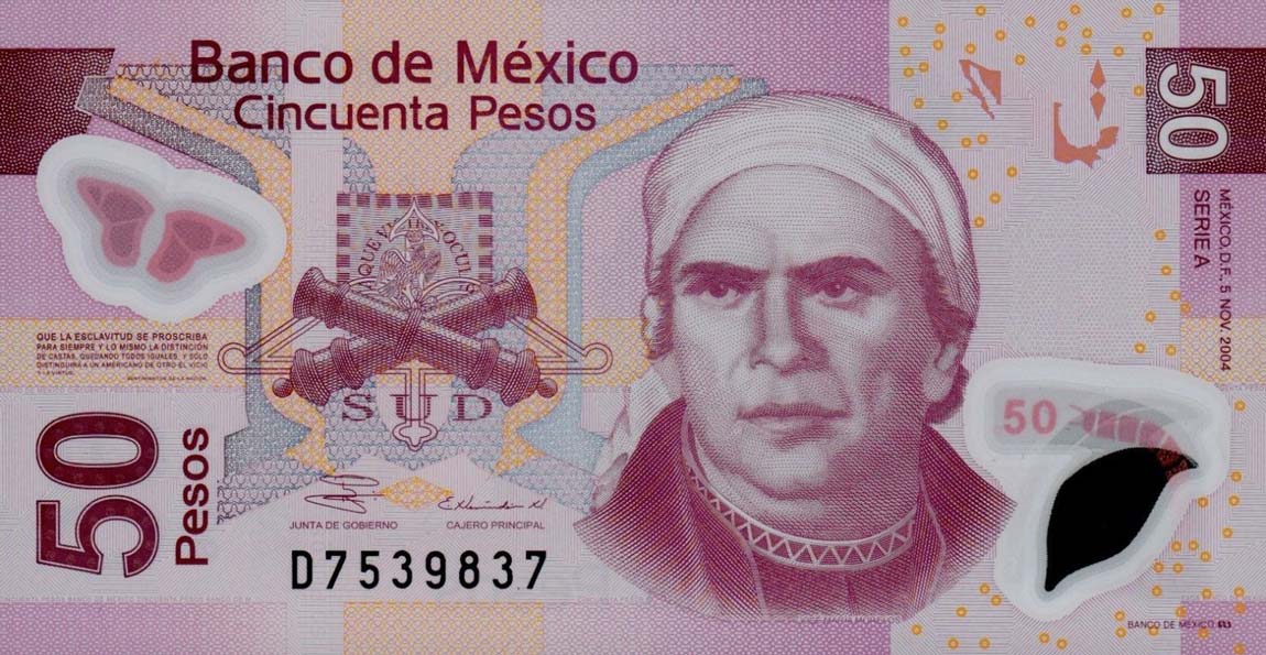 Front of Mexico p123a: 50 Pesos from 2004