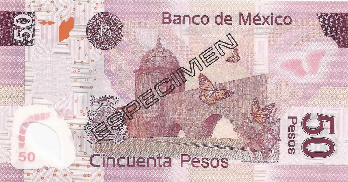 Back of Mexico p123s1: 50 Pesos from 2004