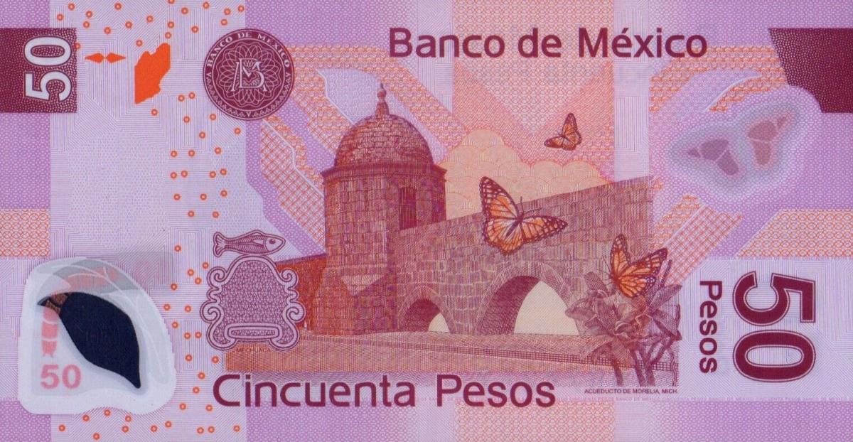 Back of Mexico p123u: 50 Pesos from 2011
