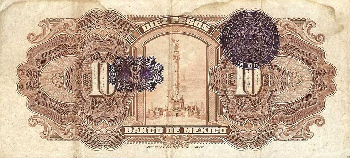 Back of Mexico p22c: 10 Pesos from 1932
