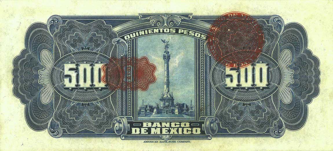 Back of Mexico p26d: 500 Pesos from 1932