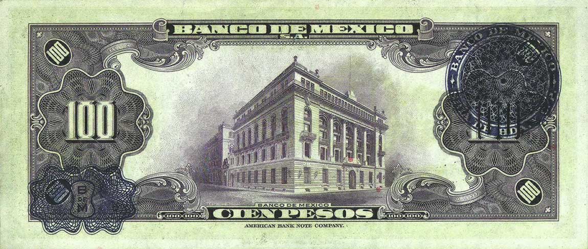 Back of Mexico p31a: 100 Pesos from 1936