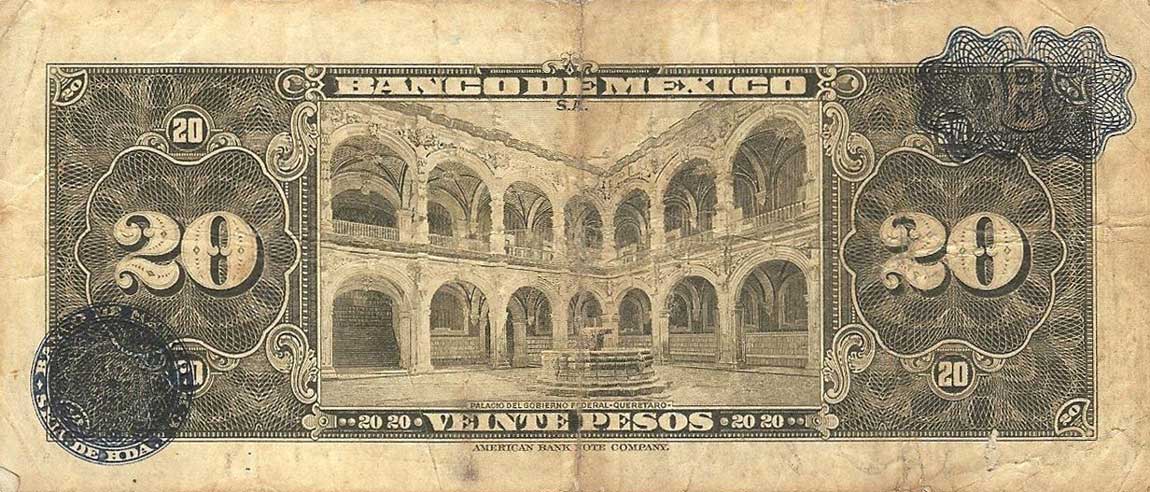 Back of Mexico p40c: 20 Pesos from 1941