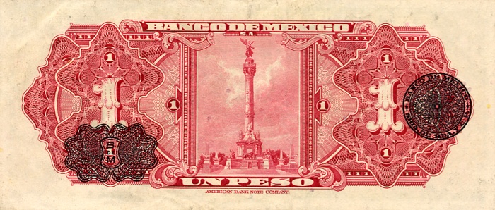 Back of Mexico p46b: 1 Peso from 1950