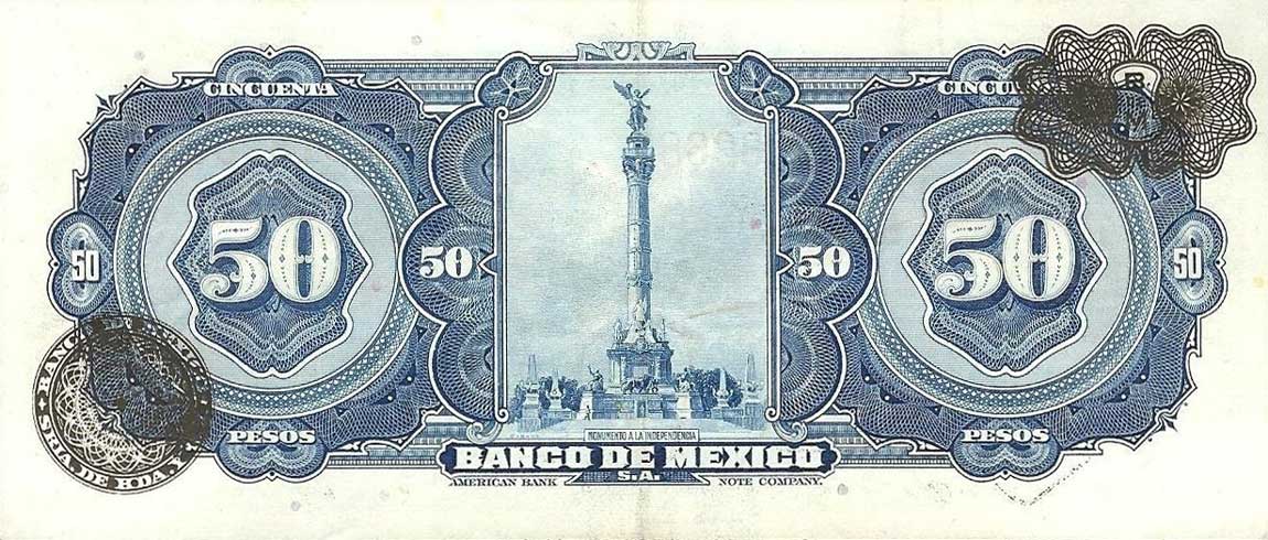 Back of Mexico p49i: 50 Pesos from 1957