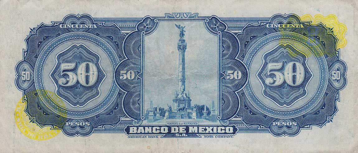 Back of Mexico p49u: 50 Pesos from 1972