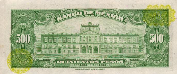 Back of Mexico p51s: 500 Pesos from 1977