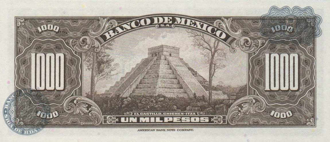 Back of Mexico p52o: 1000 Pesos from 1971