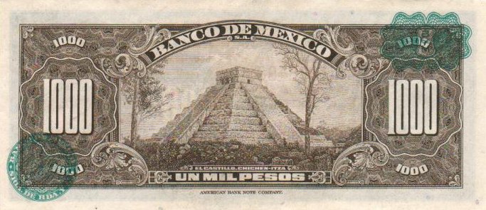 Back of Mexico p52r: 1000 Pesos from 1973