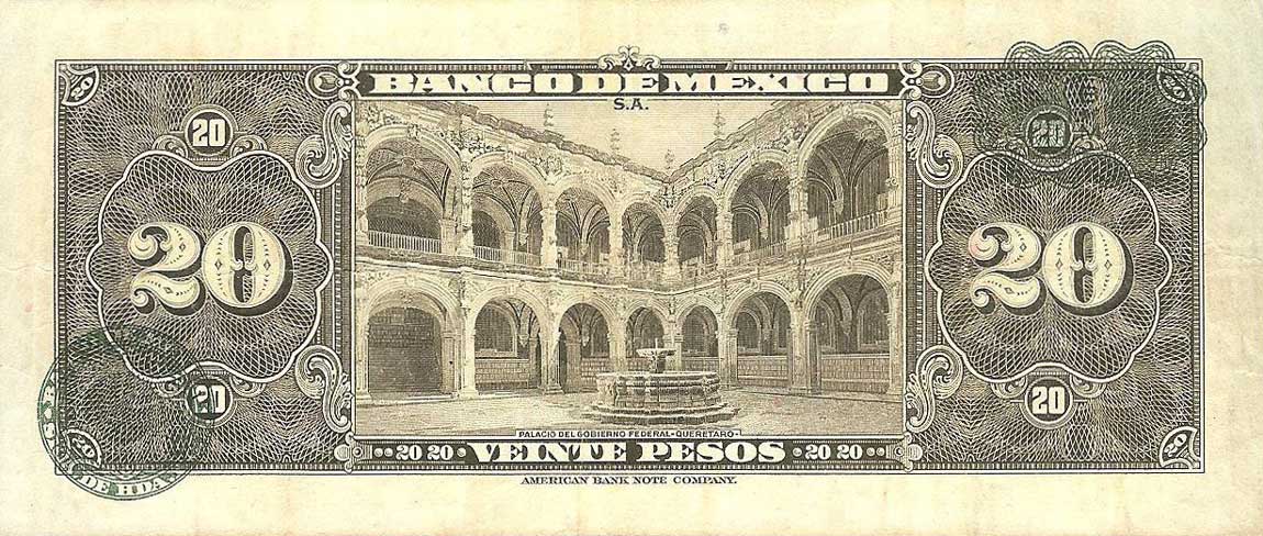 Back of Mexico p54a: 20 Pesos from 1950