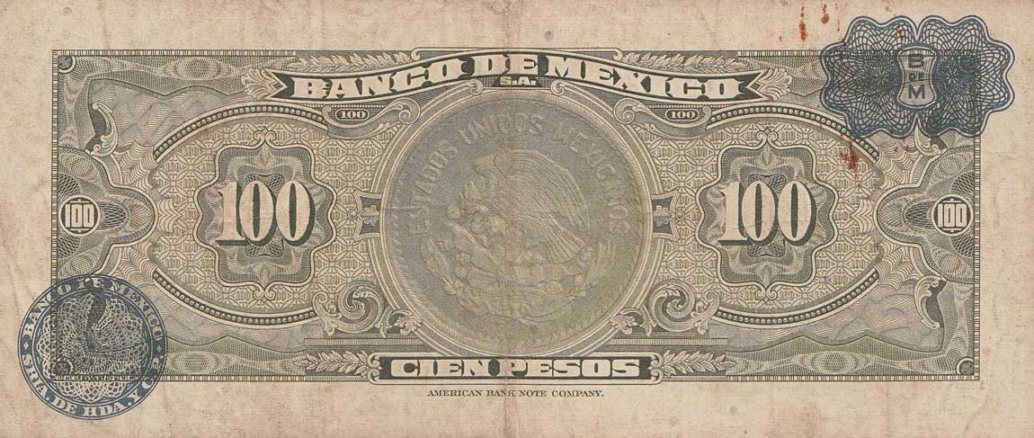 Back of Mexico p61a: 100 Pesos from 1961