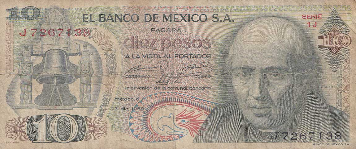 Front of Mexico p63b: 10 Pesos from 1969