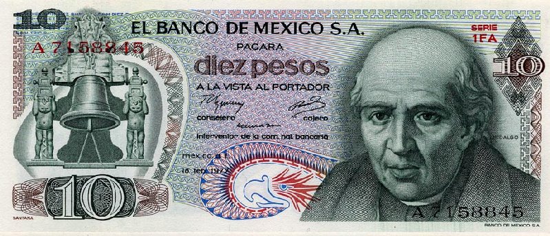 Front of Mexico p63i: 10 Pesos from 1977