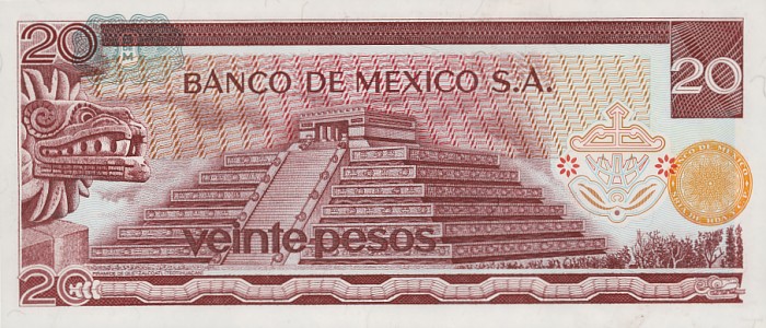 Back of Mexico p64b: 20 Pesos from 1973