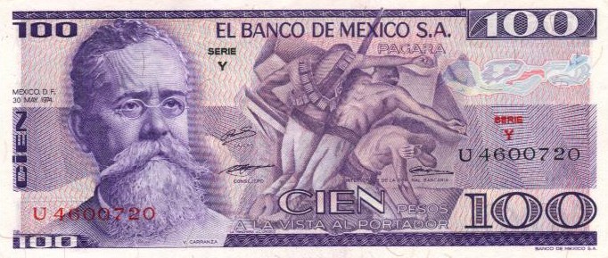 Front of Mexico p66a: 100 Pesos from 1974