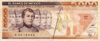 p88c from Mexico: 5000 Pesos from 1989