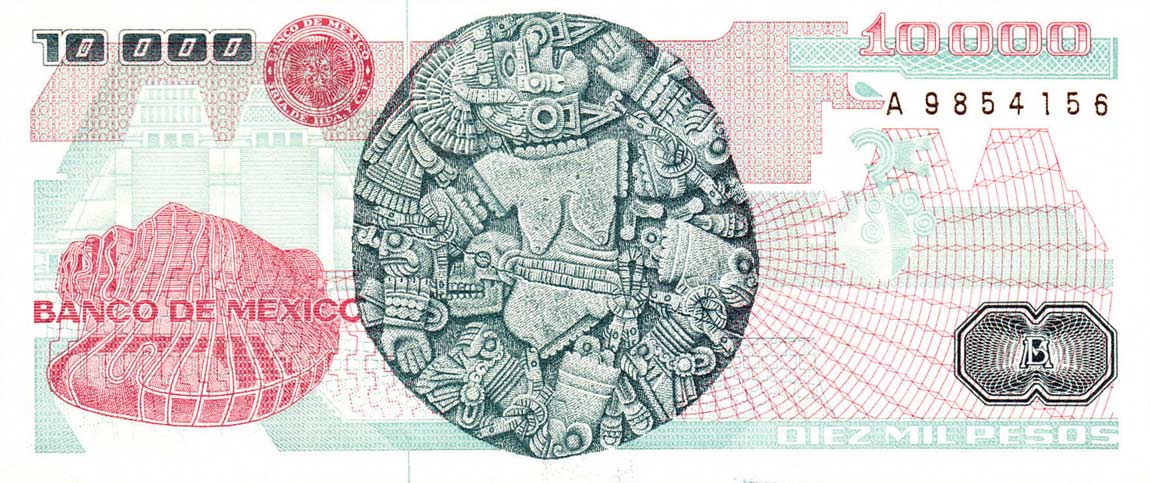 Back of Mexico p90a: 10000 Pesos from 1987