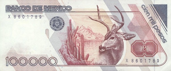 Back of Mexico p94b: 100000 Pesos from 1991