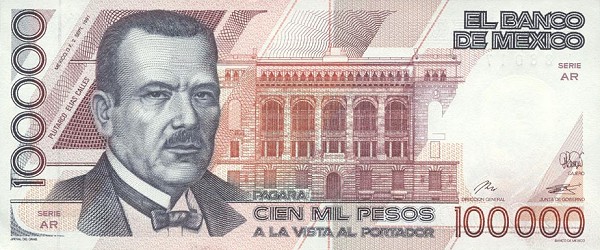 Front of Mexico p94b: 100000 Pesos from 1991