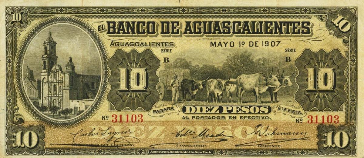 Front of Mexico pS102b: 10 Pesos from 1902