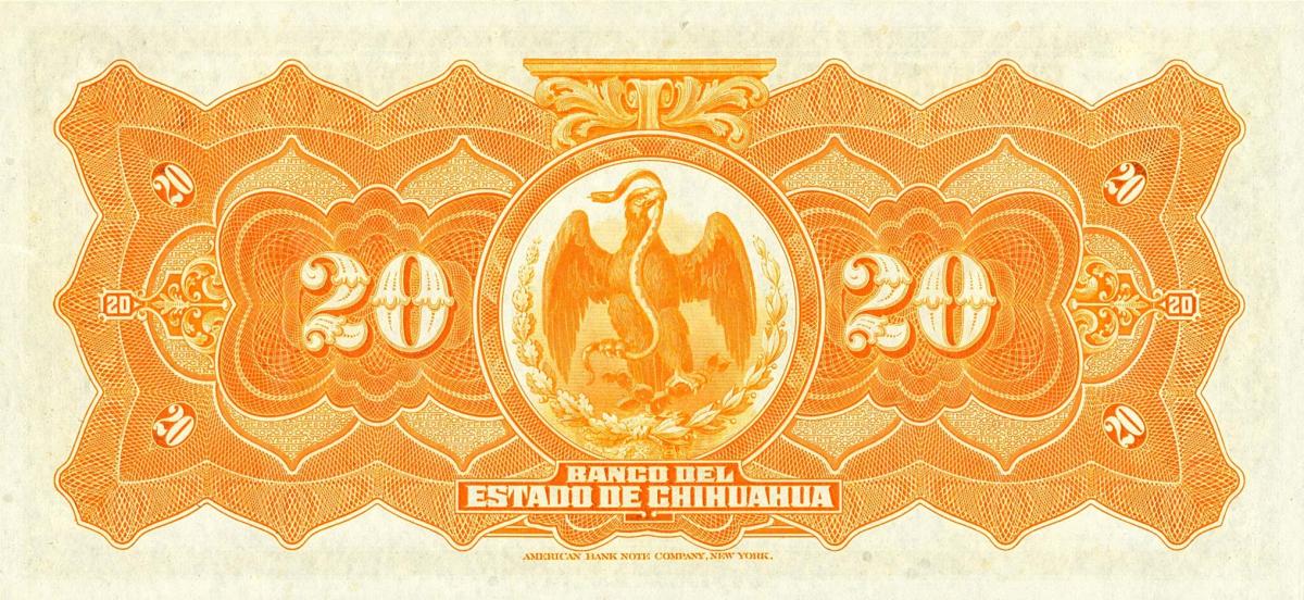 Back of Mexico pS134a: 20 Pesos from 1913