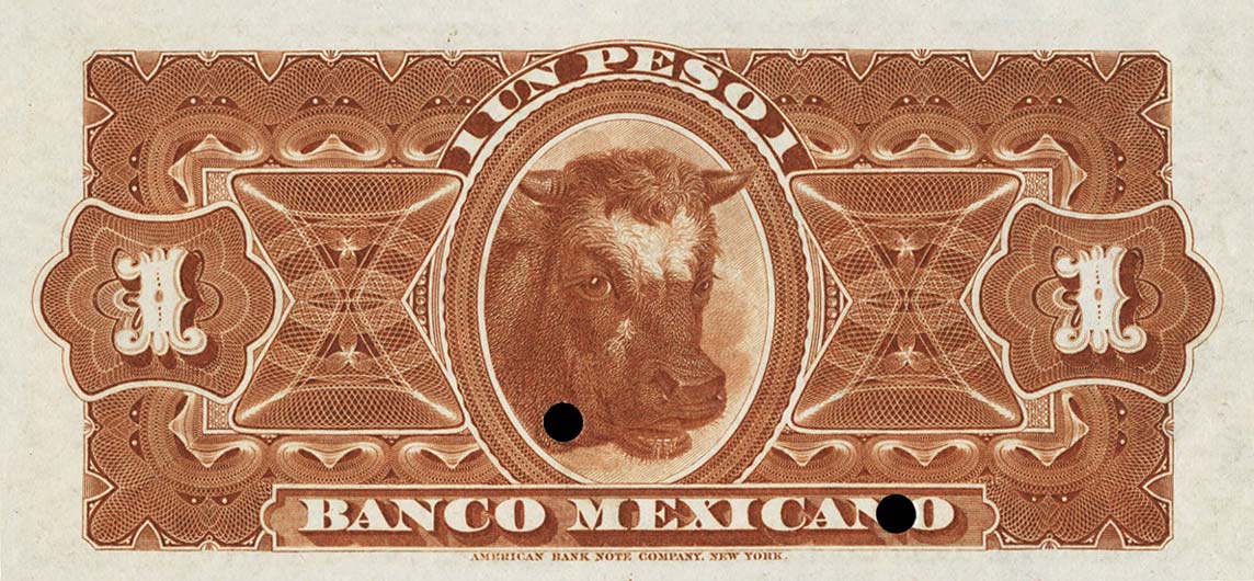 Back of Mexico pS153s: 1 Peso from 1888