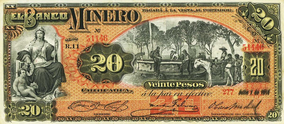 Front of Mexico pS165Be: 20 Pesos from 1910