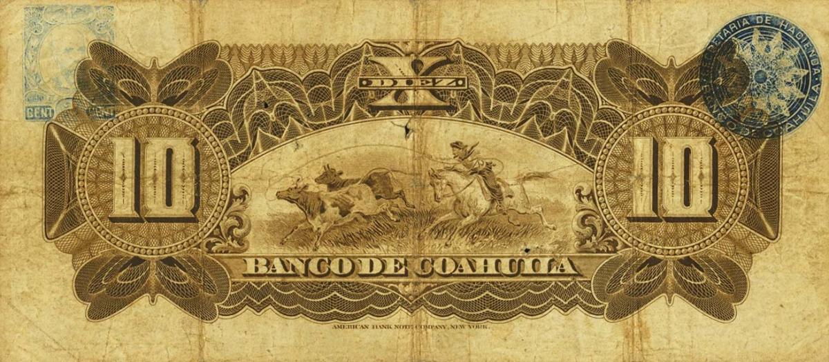 Back of Mexico pS196b: 10 Pesos from 1898
