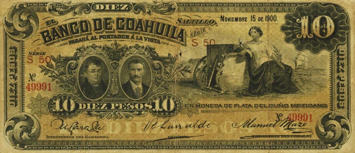 Front of Mexico pS196b: 10 Pesos from 1898