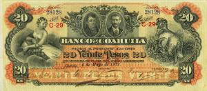 pS197c from Mexico: 20 Pesos from 1898