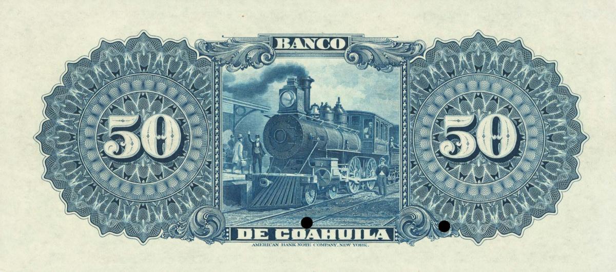 Back of Mexico pS198s: 50 Pesos from 1898