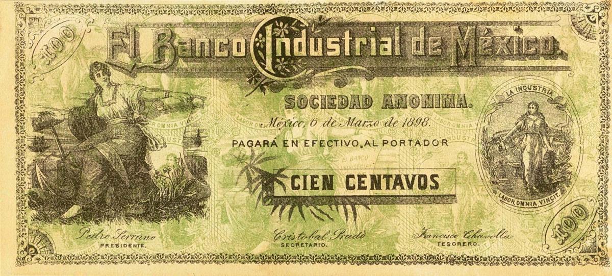 Front of Mexico pS206: 100 Centavos from 1898