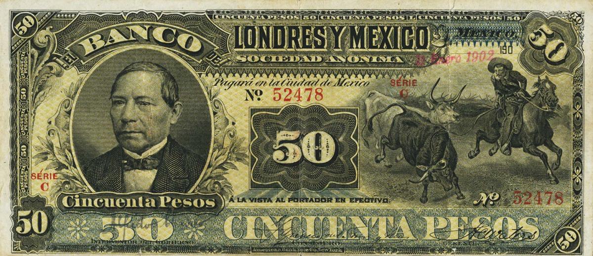 Front of Mexico pS236d: 50 Pesos from 1889