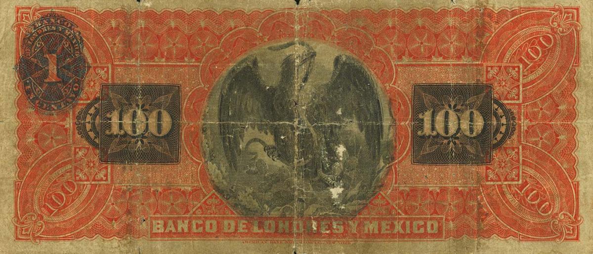 Back of Mexico pS237c: 100 Pesos from 1889