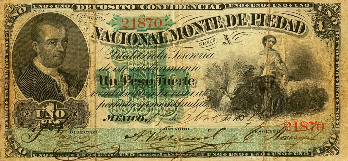 Front of Mexico pS264a: 1 Peso from 1880